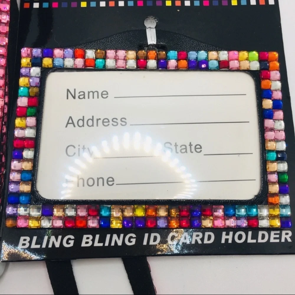 Lanyard & ID Tag Gemmed in Pink and Multi color. Brand new